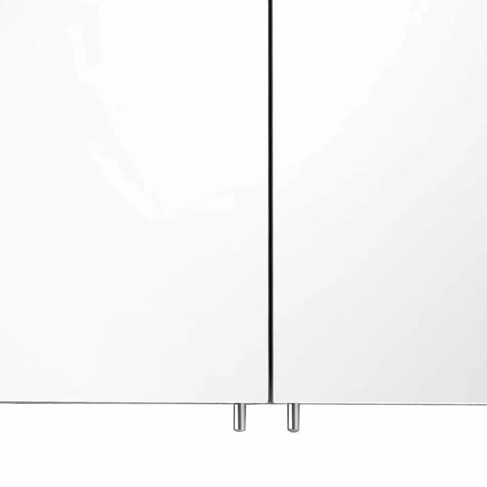 Modern behållarspegel med 2 dörrar i silvermålad aluminium - Alfio Viadurini