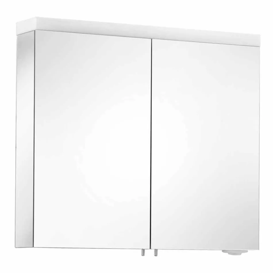 Modern behållarspegel med 2 dörrar i silvermålad aluminium - Alfio Viadurini