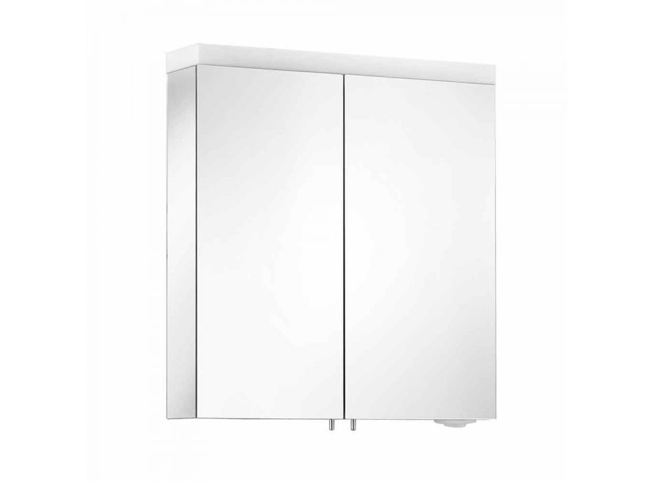 Modern behållarspegel med 2 dörrar i silvermålad aluminium - Alfio Viadurini