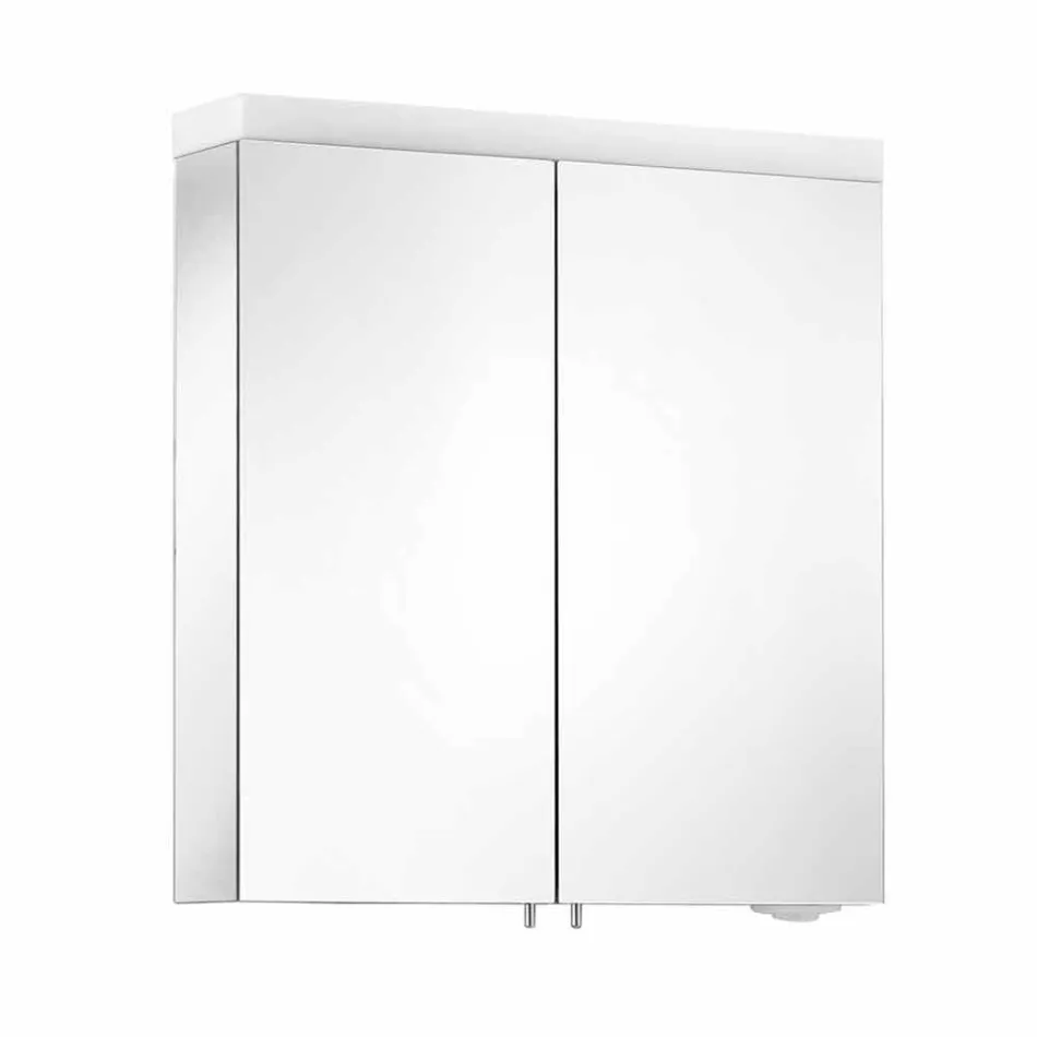 Modern behållarspegel med 2 dörrar i silvermålad aluminium - Alfio Viadurini