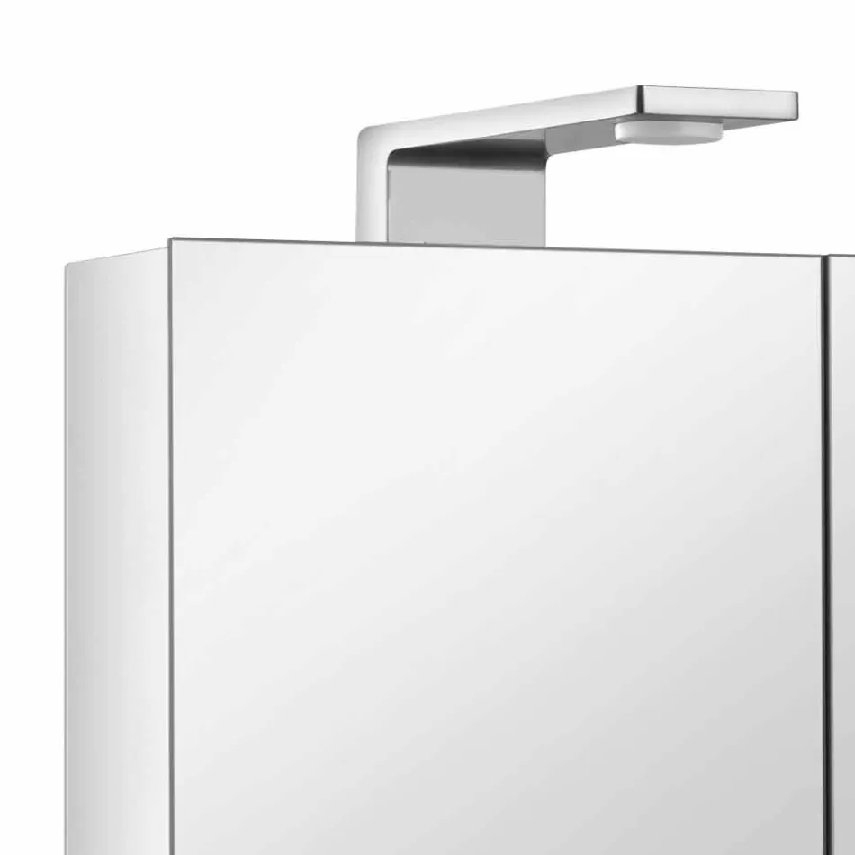 Modern behållarspegel med 3 kristalldörrar och 3 LED-lampor - Maxi Viadurini