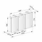 Modern behållarspegel med 3 kristalldörrar och 3 LED-lampor - Maxi Viadurini