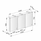 Modern behållarspegel med 3 kristalldörrar och 3 LED-lampor - Maxi Viadurini