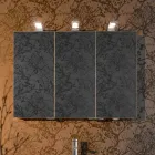 Modern behållarspegel med 3 kristalldörrar och 3 LED-lampor - Maxi Viadurini