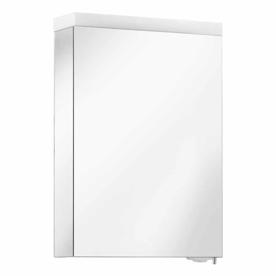 Modern behållarspegel med gångjärnsdörr och LED-belysning - Alfio Viadurini