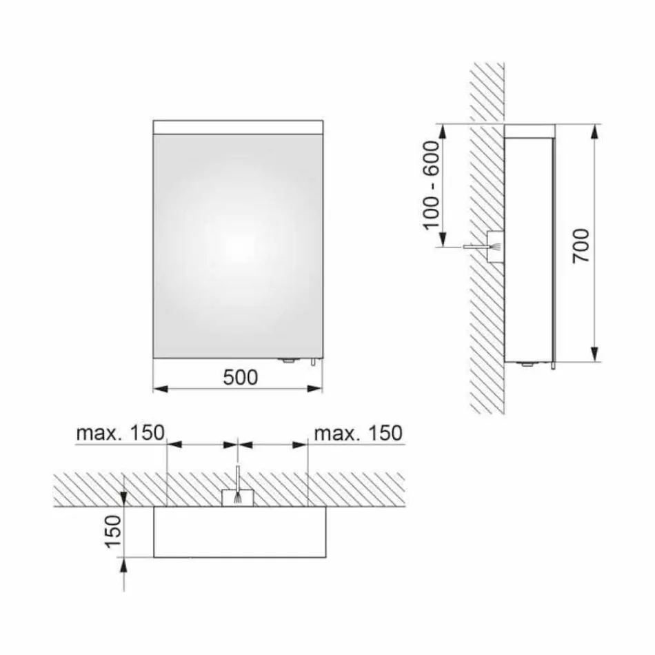 Modern behållarspegel med gångjärnsdörr och LED-belysning - Alfio Viadurini