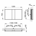 Modern infälld spegelbehållare med LED-ljus och pekskärm - Demon Viadurini