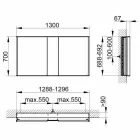 Modern infälld spegelbehållare med LED-ljus och pekskärm - Demon Viadurini