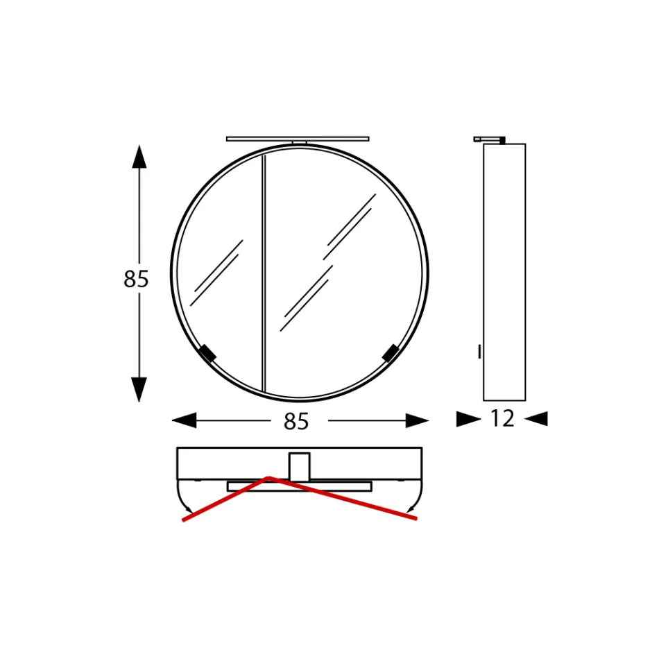 Rund spegelbehållare i metall med dubbelspegel Tillverkad i Italien - Charles Viadurini