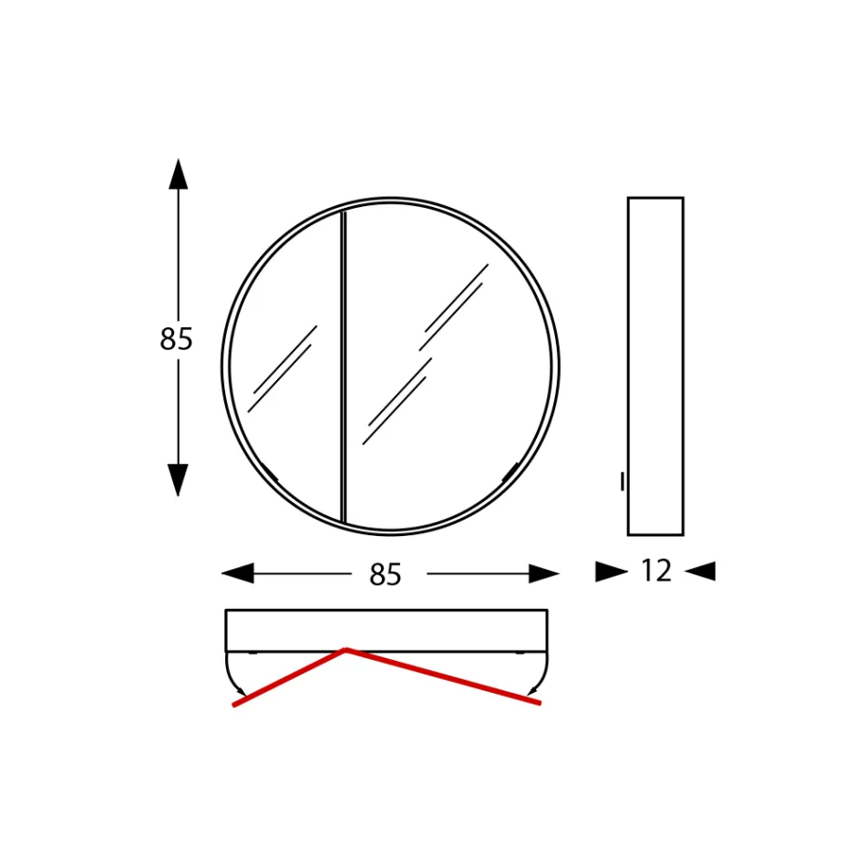Rund spegelbehållare i metall med dubbelspegel Tillverkad i Italien - Charles Viadurini