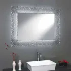 Mirror modernt badrum med dekorativt glas ram och LED-lampor Tara Viadurini