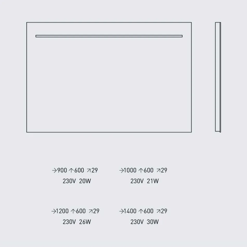 Modern väggspegel med LED-ljus och stålram Tillverkad i Italien - Yutta Viadurini