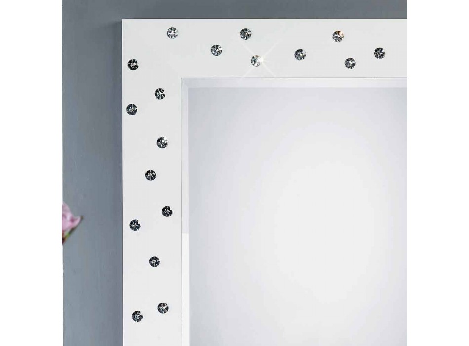 vit vägg spegel med dekorationer i Swarovski kristaller Tiffany Viadurini