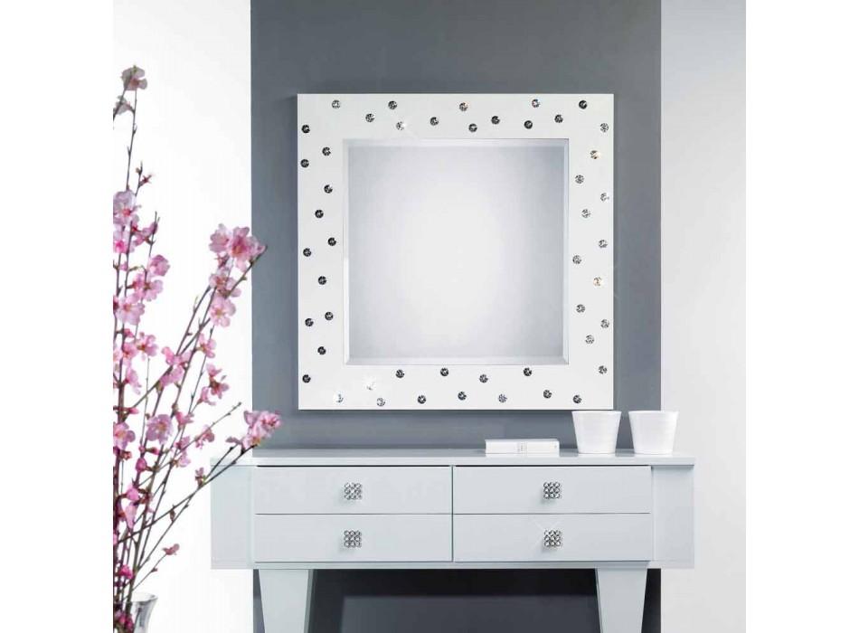 vit vägg spegel med dekorationer i Swarovski kristaller Tiffany Viadurini