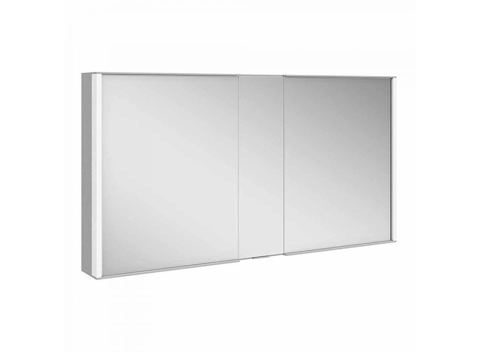 Modern väggspegel med 3 dörrar i silvermålad aluminium - Demon Viadurini