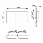 Modern väggspegel med 3 dörrar i silvermålad aluminium - Demon Viadurini