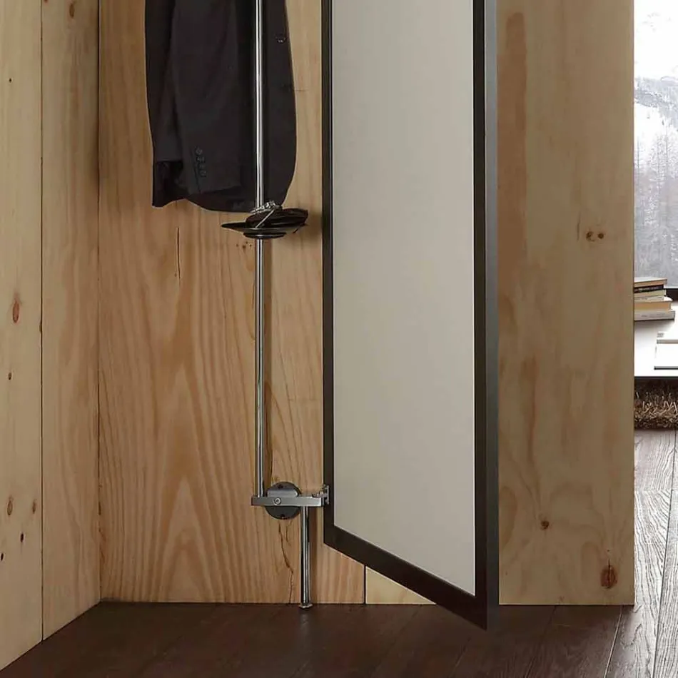 Väggspegel med öppningsdörr och klädkrokar tillverkad i Italien - Boro Viadurini