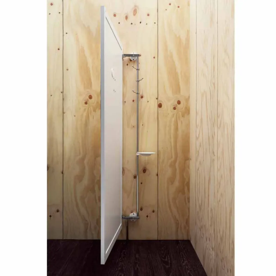 Väggspegel med öppningsdörr och klädkrokar tillverkad i Italien - Boro Viadurini