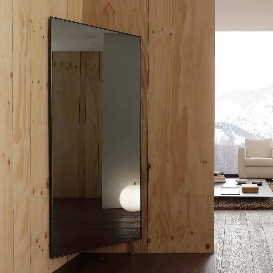 Väggspegel med öppningsdörr och klädkrokar tillverkad i Italien - Boro Viadurini