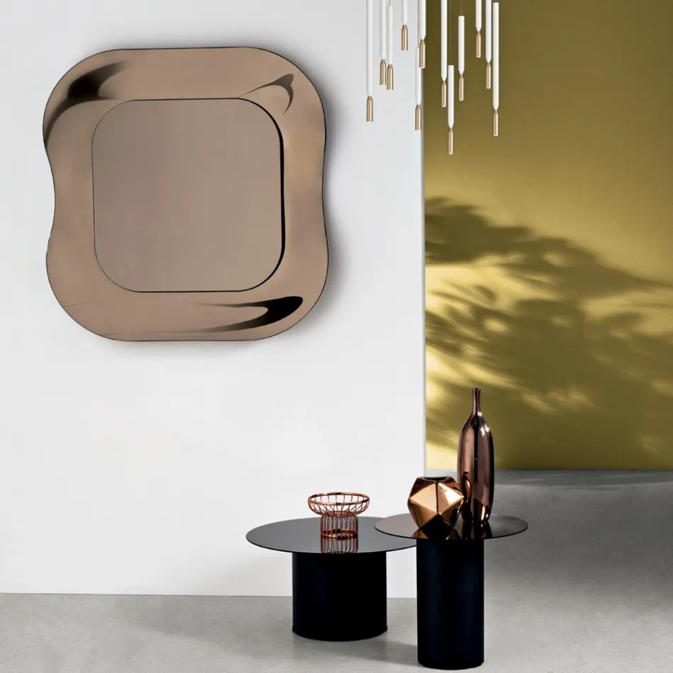 Väggspegel med ram i smält glas tillverkad i Italien - Adored Viadurini