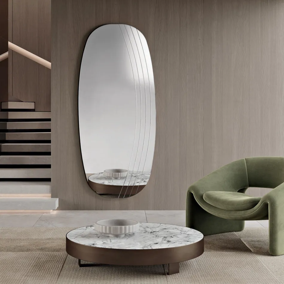 Arabella väggspegel med gravyrer Tillverkad i Italien Viadurini