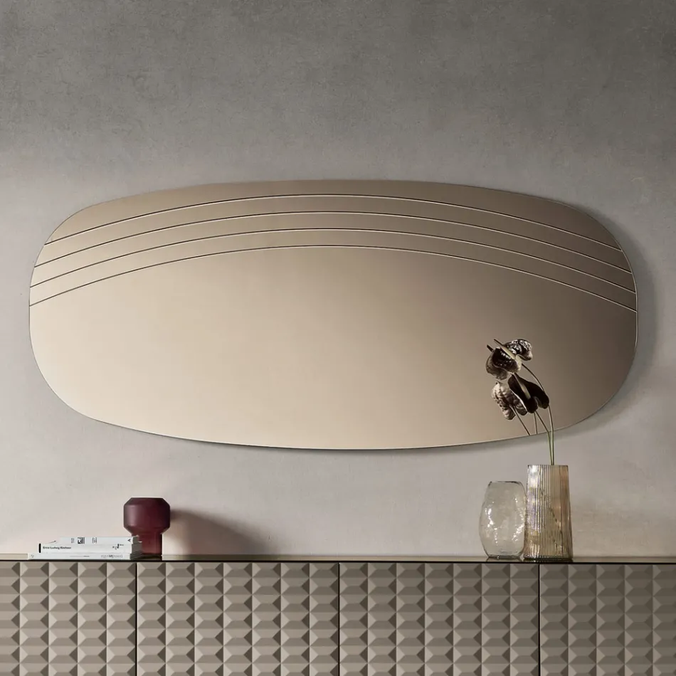 Arabella väggspegel med gravyrer Tillverkad i Italien Viadurini