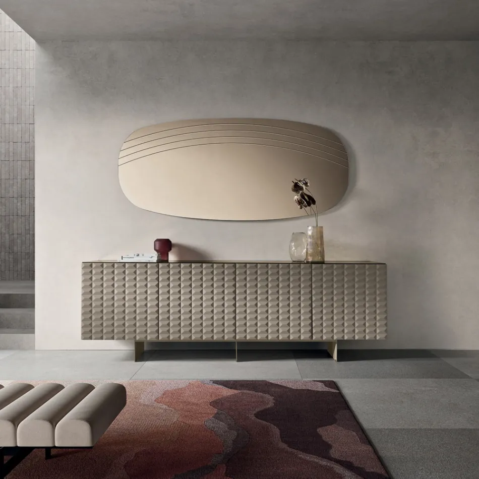 Arabella väggspegel med gravyrer Tillverkad i Italien Viadurini