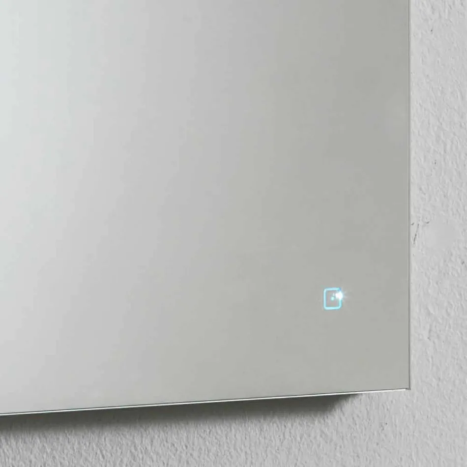 Väggspegel med integrerat ljus i rostfritt stål Tillverkad i Italien - Tuccio Viadurini