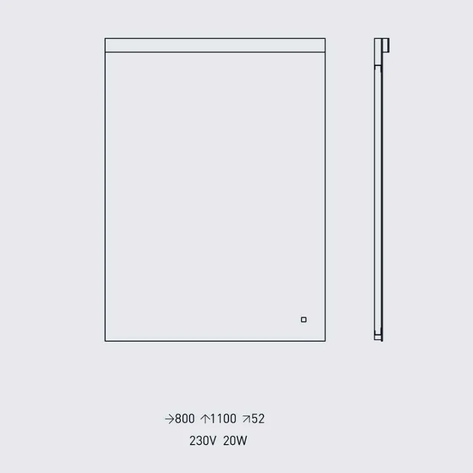 Väggspegel med integrerat ljus i rostfritt stål Tillverkad i Italien - Tuccio Viadurini