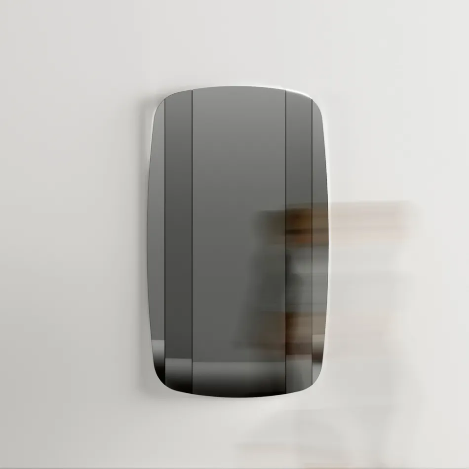 Väggspegel med struktur i svartmålat trä Tillverkad i Italien - Arya Viadurini