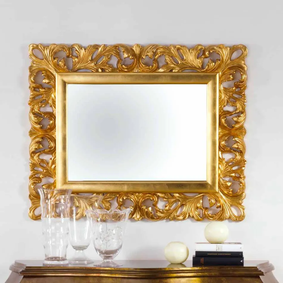Mirror designen bladguld fullföljande vägg Gudin, 108x87 cm Viadurini