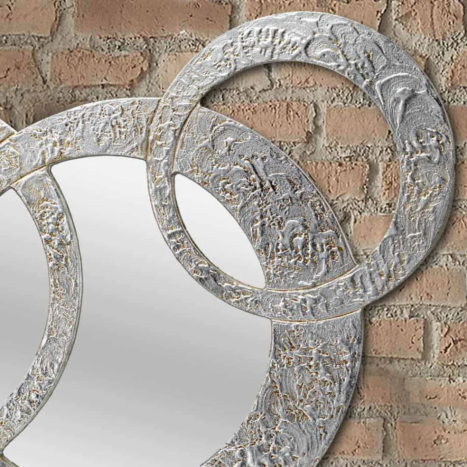 Design väggspegel i silverblad tillverkad i Italien Cortina Viadurini