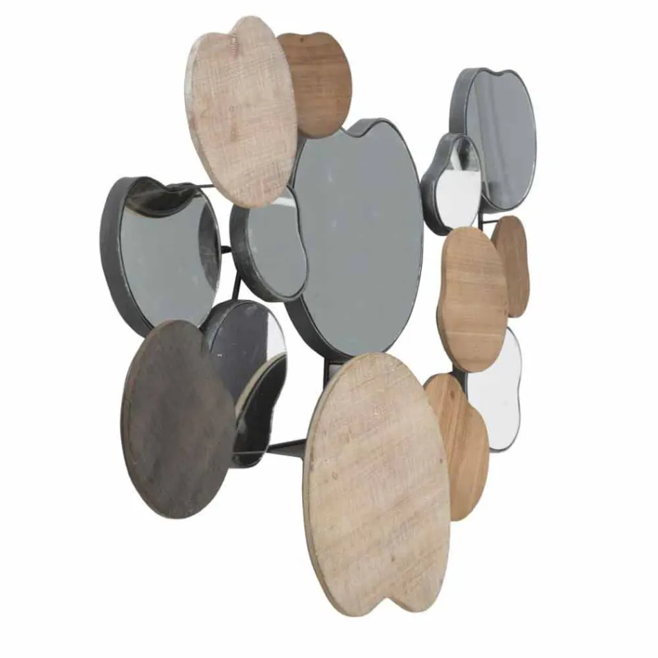 Modern design väggspegel i trä och järn - Ortensio Viadurini