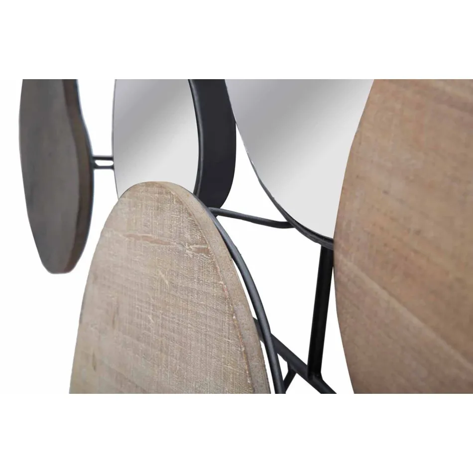 Modern design väggspegel i trä och järn - Ortensio Viadurini