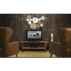 Modern design väggspegel i trä och järn - Ortensio Viadurini