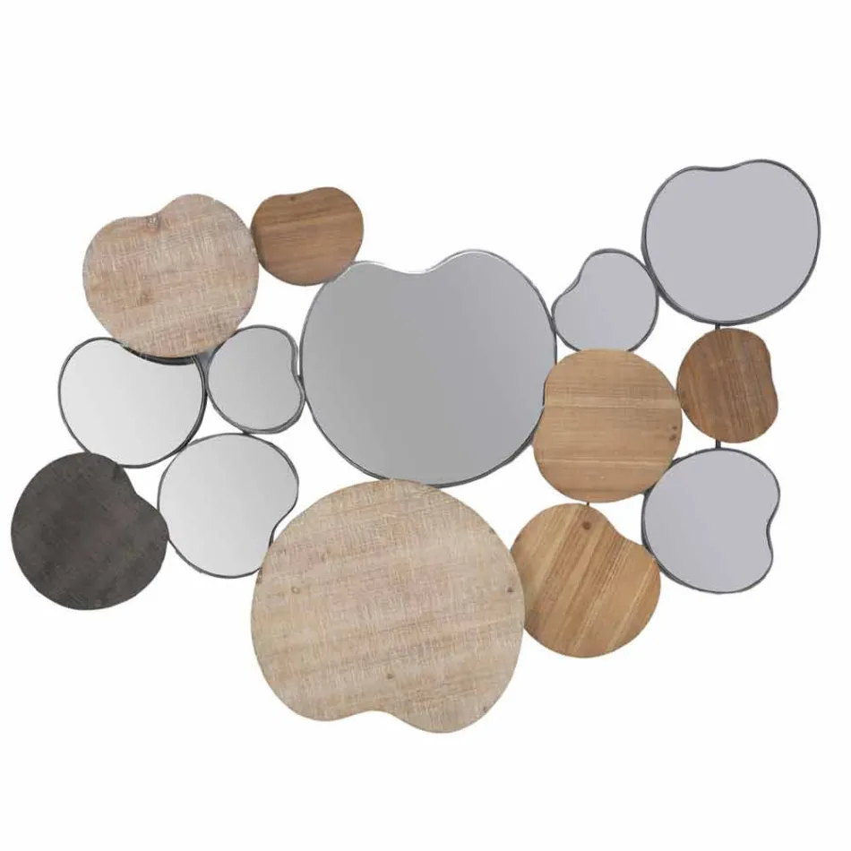 Modern design väggspegel i trä och järn - Ortensio Viadurini