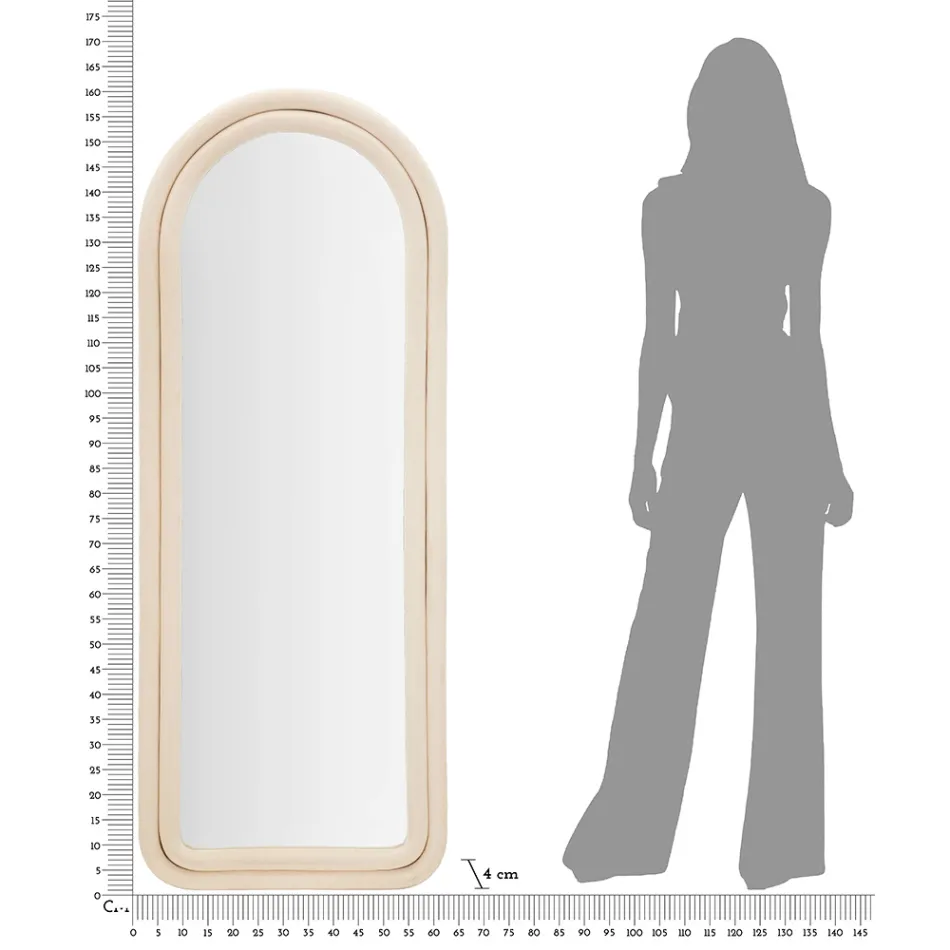Sammetsklädd MDF väggspegel med välvd topp - Jessica Viadurini