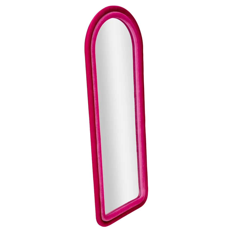 Sammetsklädd MDF väggspegel med välvd topp - Jessica Viadurini