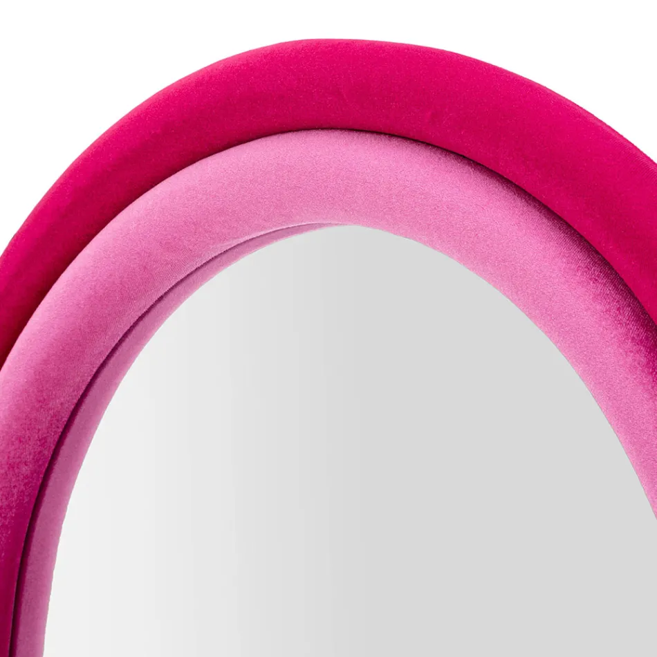 Sammetsklädd MDF väggspegel med välvd topp - Jessica Viadurini