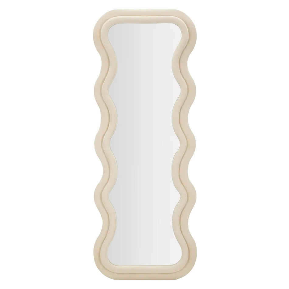 Väggspegel i MDF täckt av sammet med vågiga linjer - Sheldon Viadurini