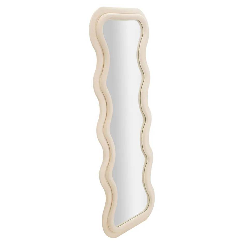 Väggspegel i MDF täckt av sammet med vågiga linjer - Sheldon Viadurini