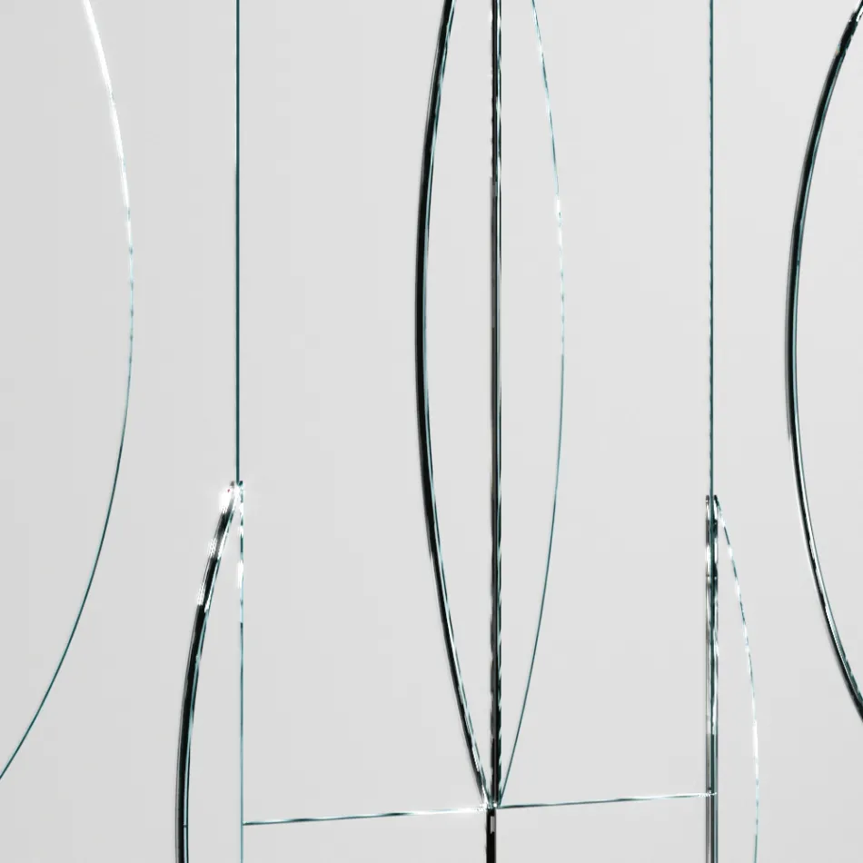 Modulär väggspegel med trästruktur tillverkad i Italien - Saetta Viadurini