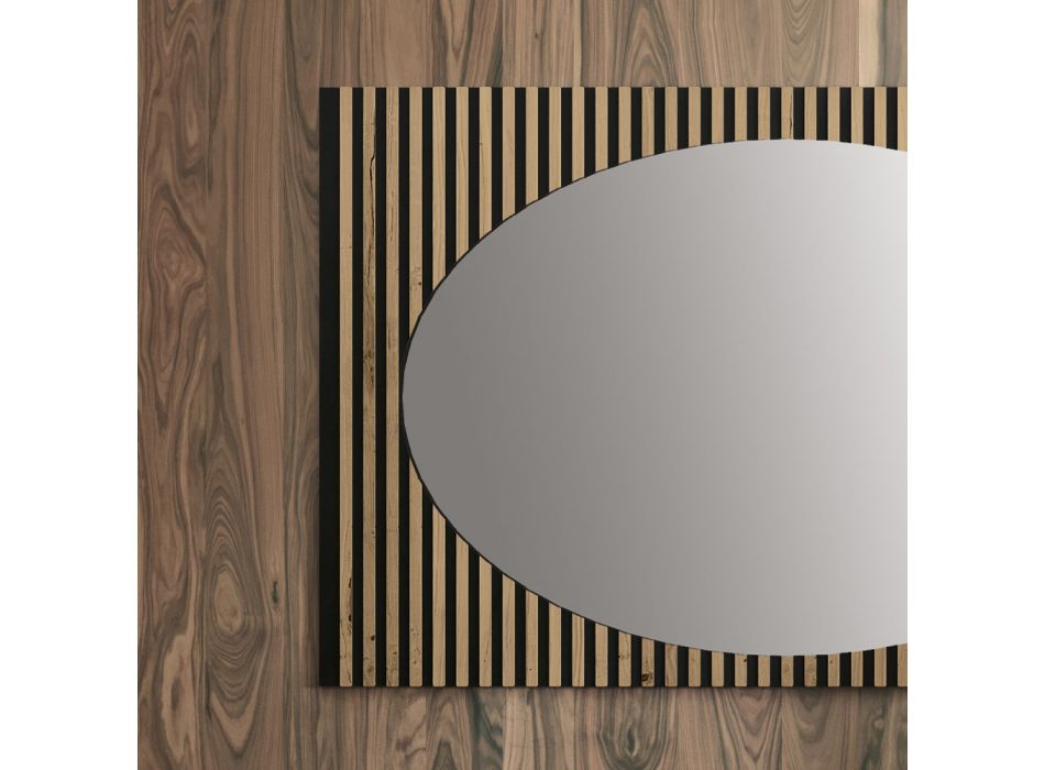 Oval väggspegel med vertikalt lamellstöd Tillverkad i Italien - Anne Viadurini