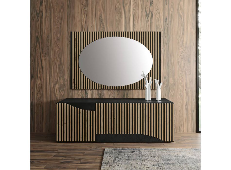 Oval väggspegel med vertikalt lamellstöd Tillverkad i Italien - Anne Viadurini