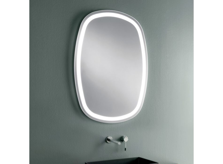 Väggspegel för badrum med integrerad 4000K LED tillverkad i Italien - Scrullo Viadurini