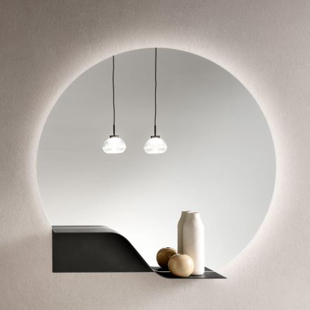 LED-bakgrundsbelyst väggspegel med ABS-ram, tillverkad i Italien - Dafira Viadurini