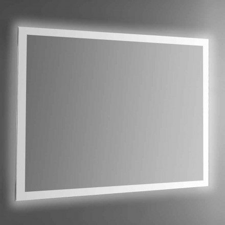 Bakgrundsbelyst väggspegel med sandblästrad ram Tillverkad i Italien - Edigio Viadurini