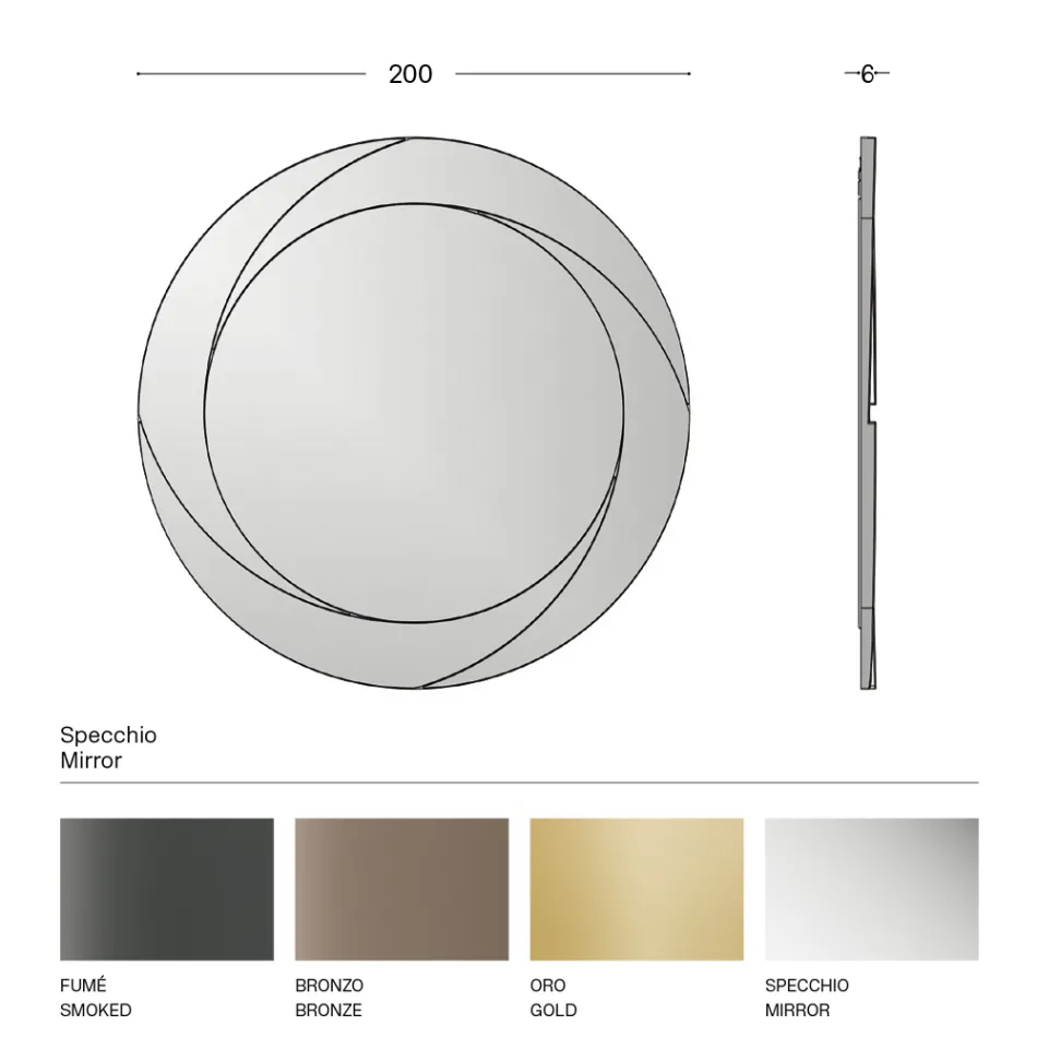 Rund väggspegel med trästruktur tillverkad i Italien - Navona Viadurini