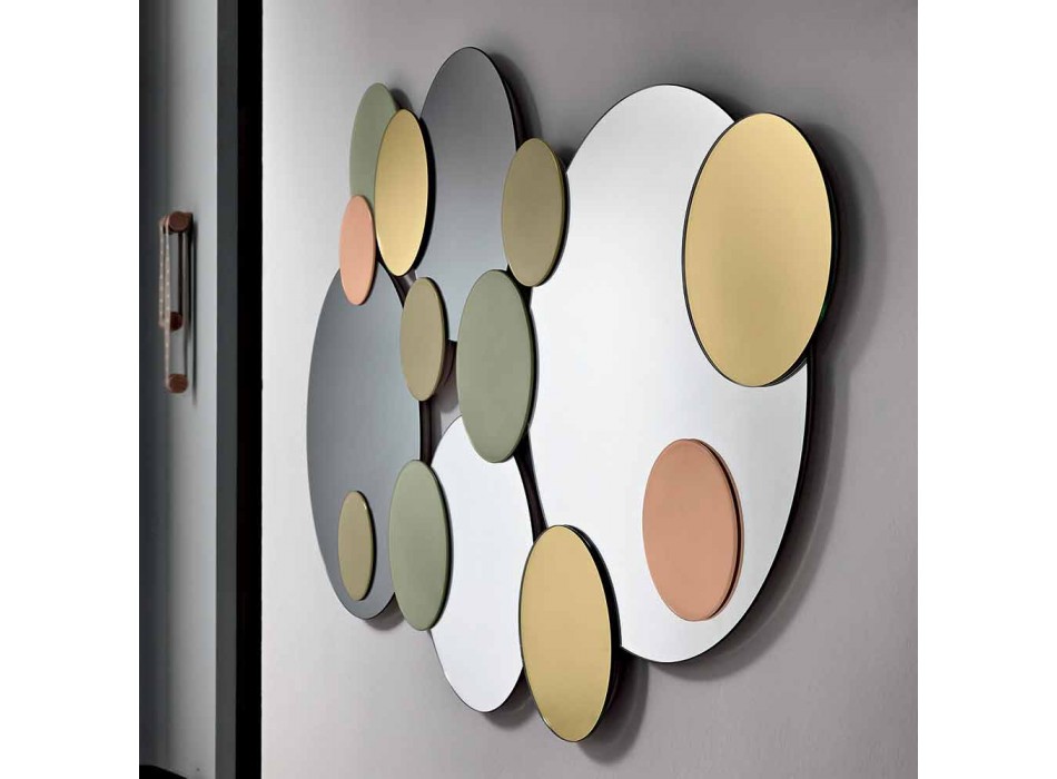 Dekorativ väggspegel med färgade cirklar i två dimensioner - Babol Viadurini
