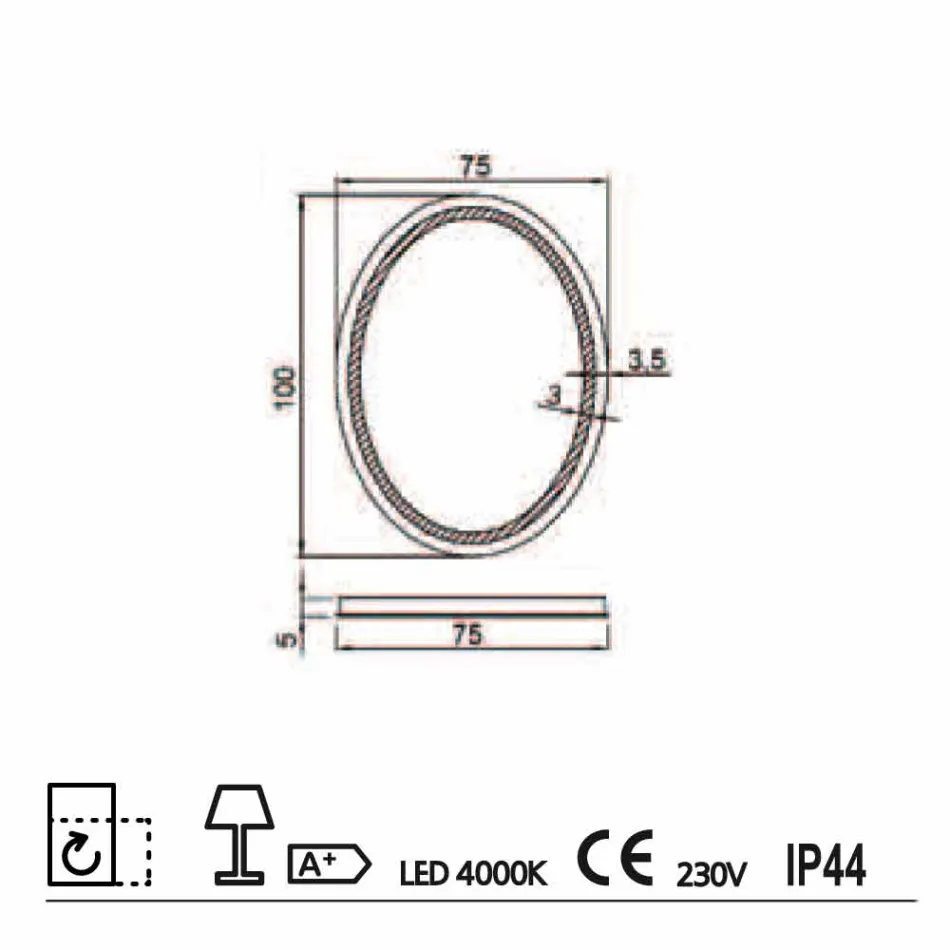 Mirror modern design med LED-belysning bad Ren Viadurini